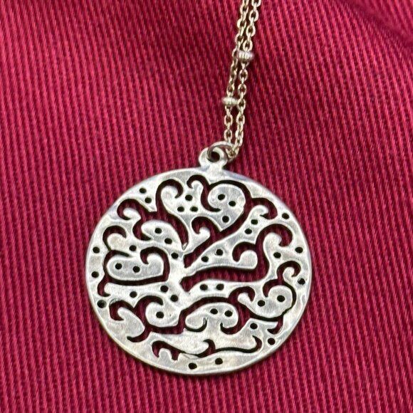 Silpada Sterling “Cut Above” Round Scroll Disc Necklace and Earrings Set - Picture 7 of 16